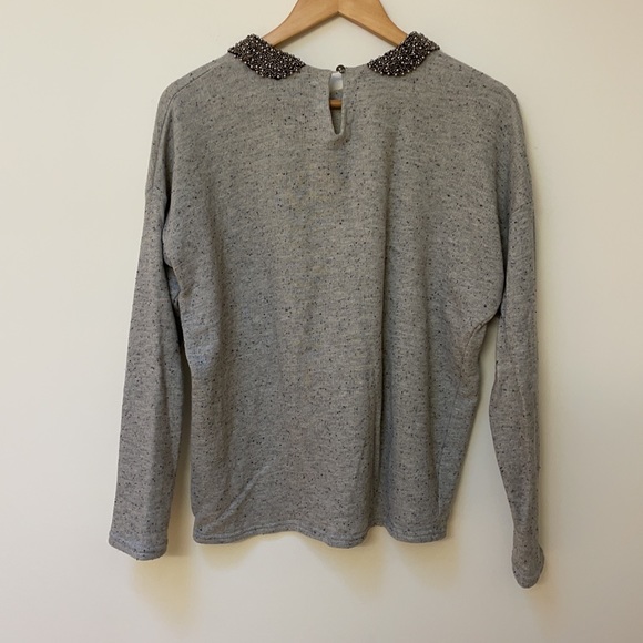 Topshop Grey Sweater with Embellished Beaded Collar - Picture 5 of 7